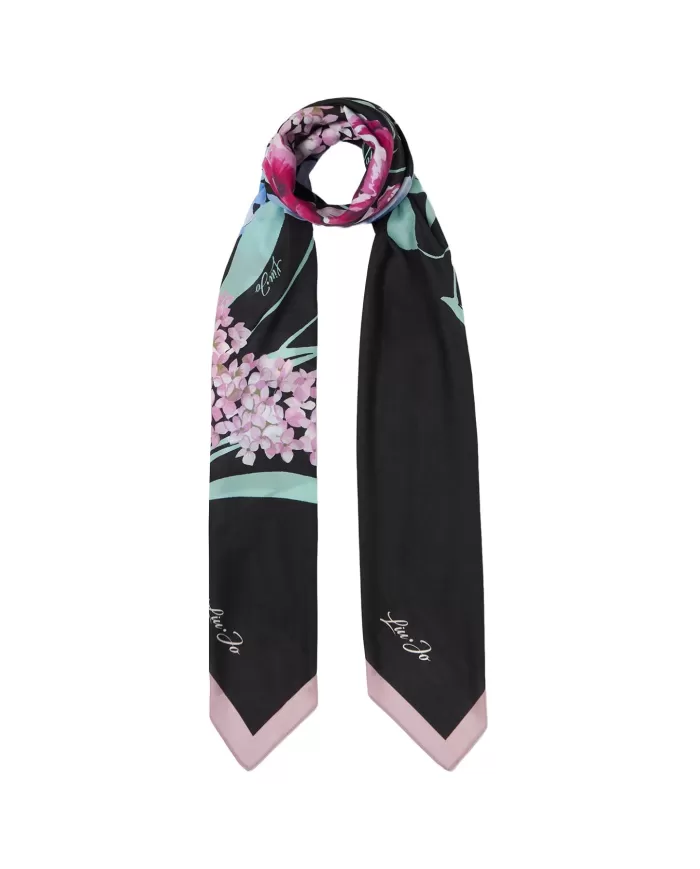 Foulard Donna nero fantasia floreale 2A5035T0300|LIU JO Foulard Donna nero fantasia floreale 2A5035T0300|LIU JO