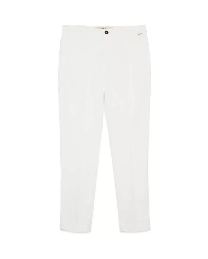 ROY ROGER'S Pantalone Donna RND057P3810127 FLOW PE 2025 cotone slim leggero con dettaglio piega 367 crow blanc ROY ROGER'S Pantalone Donna RND057P3810127 FLOW PE 2025 cotone slim leggero con dettaglio piega 367 crow blanc