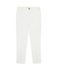 ROY ROGER'S Pantalone Donna RND057P3810127 FLOW PE 2025 cotone slim leggero con dettaglio piega 367 crow blanc