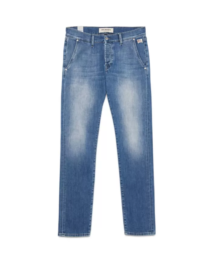 ROY ROGER'S Jeans Uomo RRU006D1410897 NEW ELIAS PE 2025 denim slim classico con patch 01 NICK ROY ROGER'S Jeans Uomo RRU006D1410897 NEW ELIAS PE 2025 denim slim classico con patch 01 NICK