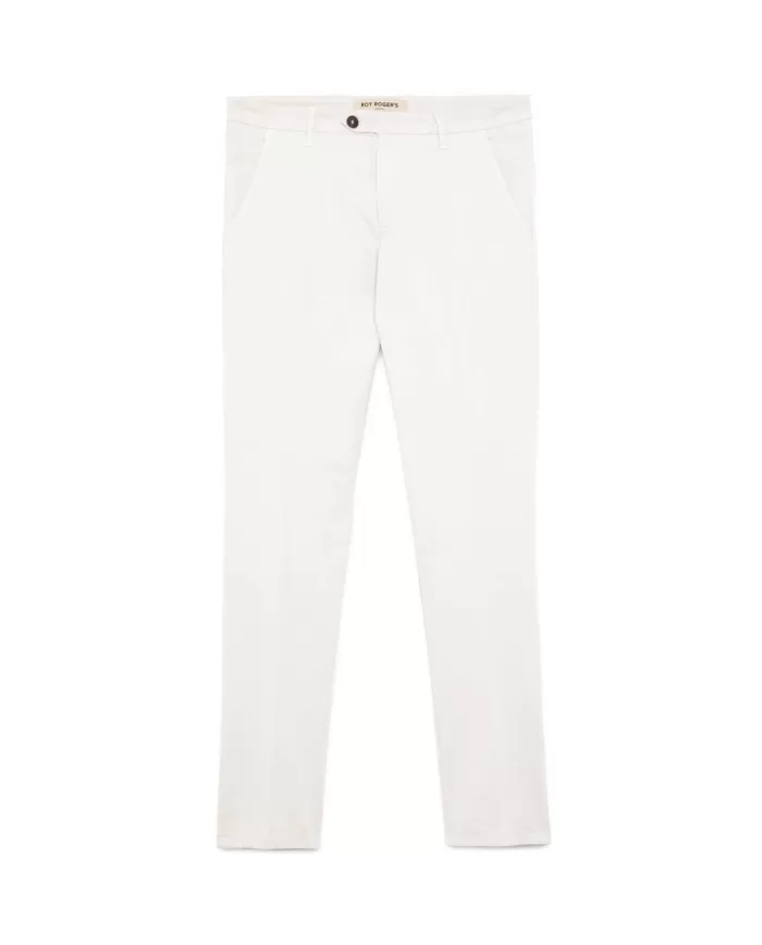 ROY ROGER'S Pantalone Uomo RRU013C9250112 NEW ROLF cotone slim stile classico con dettaglio piega 0014 OPTIC white ROY ROGER'S Pantalone Uomo RRU013C9250112 NEW ROLF cotone slim stile classico con dettaglio piega 0014 OPTIC white