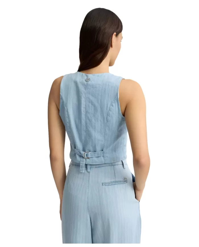 Gilet Donna in cotone con effetto denim gessato UA5122D4989 | LIU JO Gilet Donna in cotone con effetto denim gessato UA5122D4989 | LIU JO