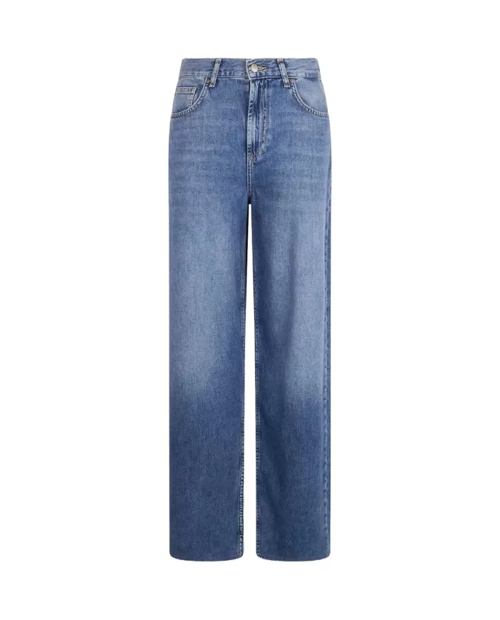 パンツ LIU JO Women Straight Pants UA5170DS06978837 Blue Jeans wide leg in cotone colore denim blu scuro | Liu Jo