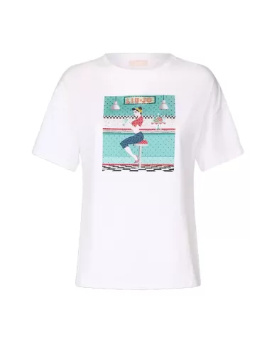 T-shirt Donna bianca con stampa woman WA5342JS923|LIU JO T-shirt Donna bianca con stampa woman WA5342JS923|LIU JO