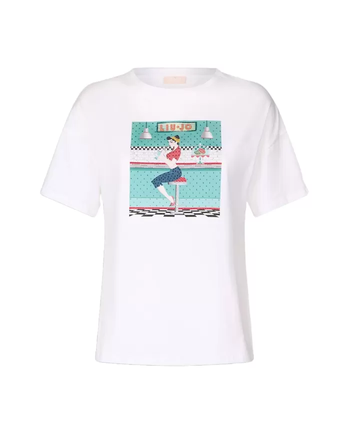 T-shirt Donna bianca con stampa woman WA5342JS923|LIU JO T-shirt Donna bianca con stampa woman WA5342JS923|LIU JO