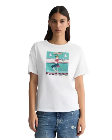 T-shirt Donna bianca con stampa woman WA5342JS923|LIU JO T-shirt Donna bianca con stampa woman WA5342JS923|LIU JO