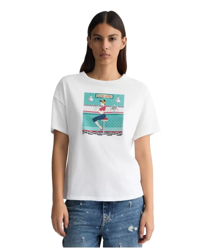 T-shirt Donna bianca con stampa woman WA5342JS923|LIU JO T-shirt Donna bianca con stampa woman WA5342JS923|LIU JO