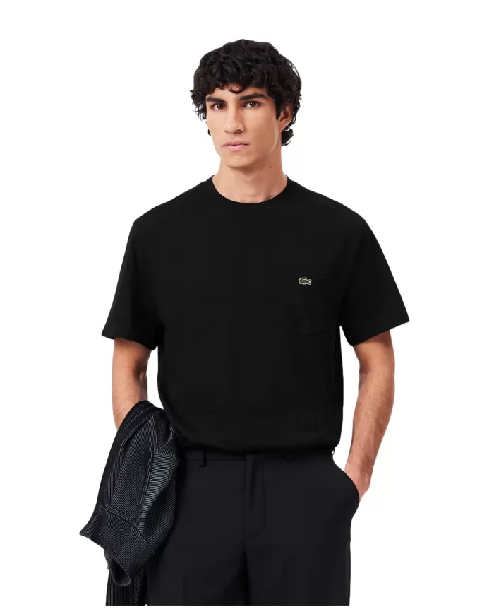 T-shirt Uomo nera con taschino TH2827 |LACOSTE T-shirt Uomo nera con taschino TH2827 |LACOSTE