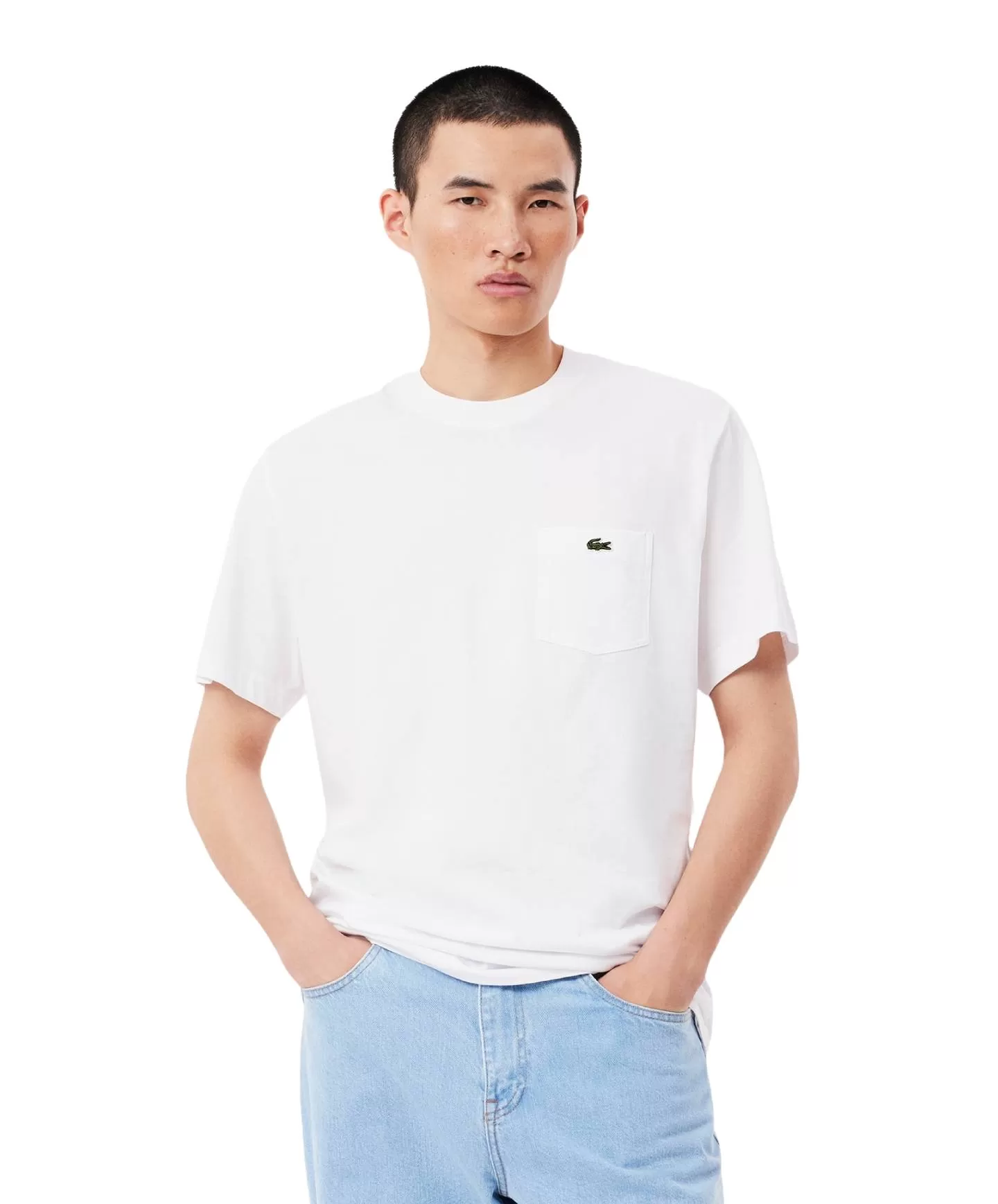 LACOSTE T-shirt Uomo TH2827 PE 2025 cotone regular con taschino 001 BIANCO - Bild 4 von 4