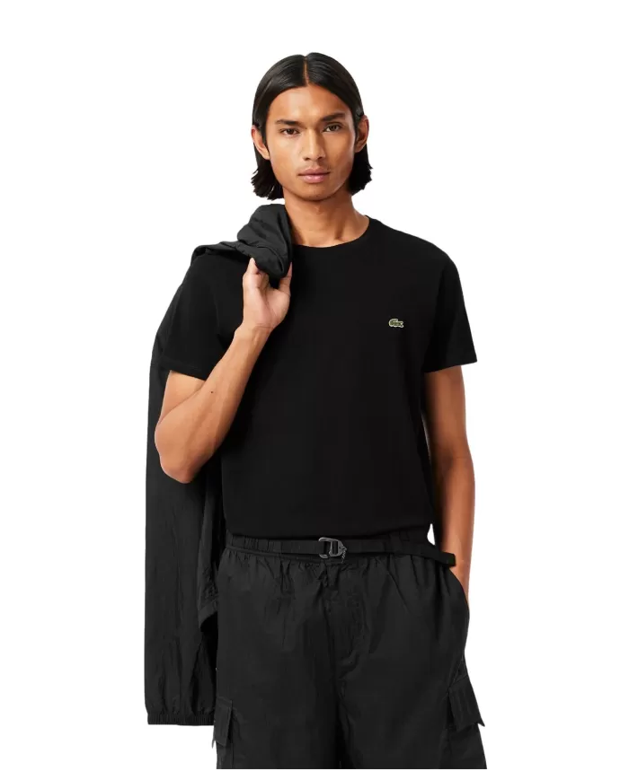 T-shirt Uomo nera in cotone regular fit TH6709|LACOSTE T-shirt Uomo nera in cotone regular fit TH6709|LACOSTE