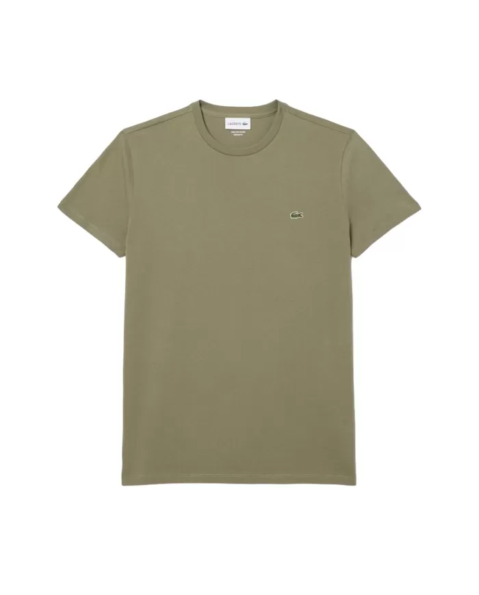 T-shirt Uomo verde cachi in cotone regular fit TH6709|LACOSTE T-shirt Uomo verde cachi in cotone regular fit TH6709|LACOSTE