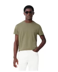 T-shirt Uomo verde cachi in cotone regular fit TH6709|LACOSTE