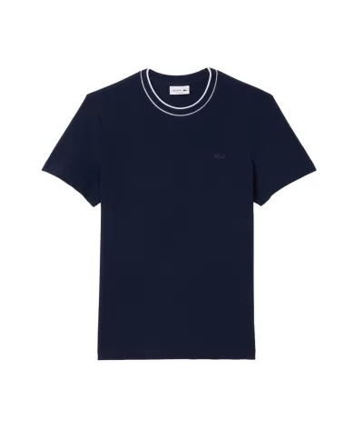 LACOSTE T-shirt Uomo TH8174 PE 2025 cotone regular con girocollo a costine 166 BLU NAVY LACOSTE T-shirt Uomo TH8174 PE 2025 cotone regular con girocollo a costine 166 BLU NAVY