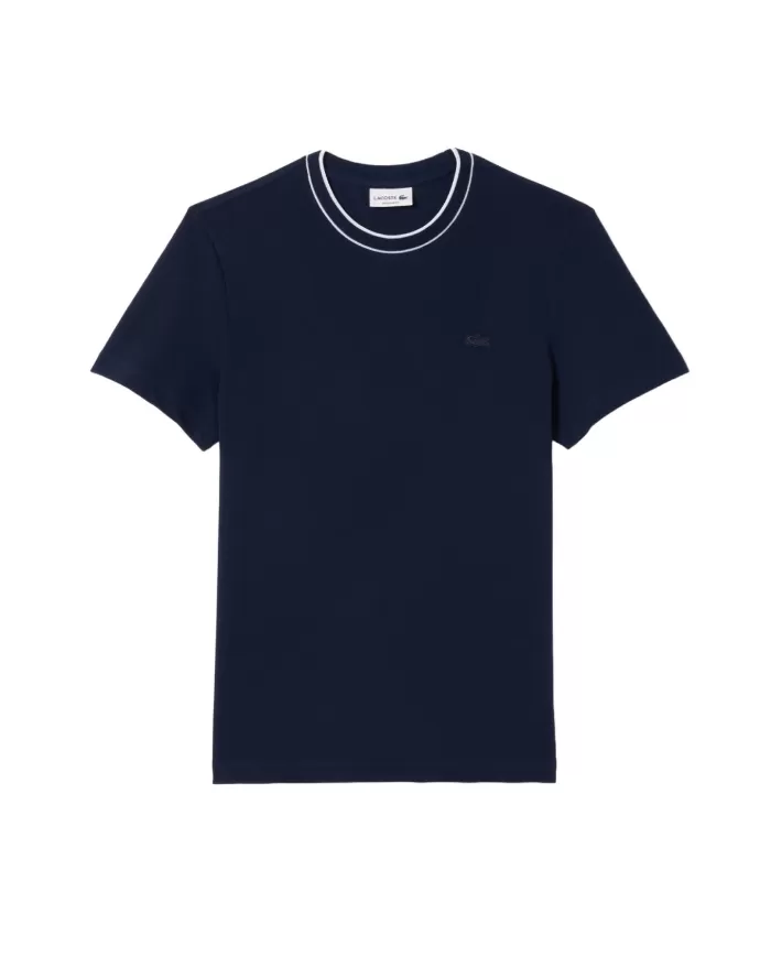 LACOSTE T-shirt Uomo TH8174 PE 2025 cotone regular con girocollo a costine 166 BLU NAVY LACOSTE T-shirt Uomo TH8174 PE 2025 cotone regular con girocollo a costine 166 BLU NAVY