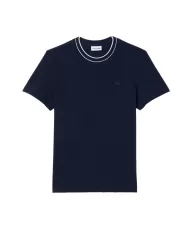 LACOSTE T-shirt Uomo TH8174 PE 2025 cotone regular con girocollo a costine 166 BLU NAVY
