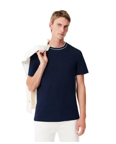 LACOSTE T-shirt Uomo TH8174 PE 2025 cotone regular con girocollo a costine 166 BLU NAVY LACOSTE T-shirt Uomo TH8174 PE 2025 cotone regular con girocollo a costine 166 BLU NAVY