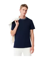 LACOSTE T-shirt Uomo TH8174 PE 2025 cotone regular con girocollo a costine 166 BLU NAVY