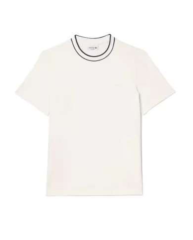 LACOSTE T-shirt Uomo TH8174 PE 2025 cotone regular con girocollo a costine 70V BIANCO