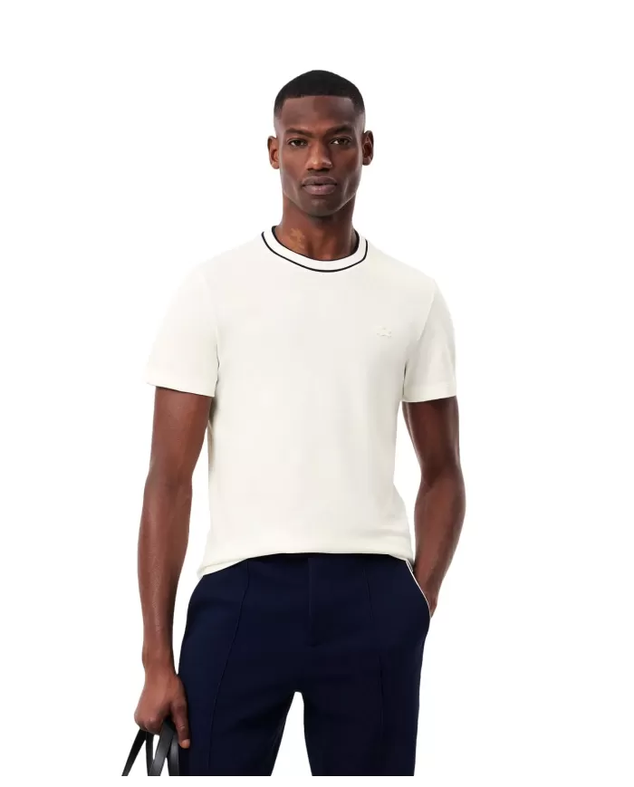 LACOSTE T-shirt Uomo TH8174 PE 2025 cotone regular con girocollo a costine 70V BIANCO LACOSTE T-shirt Uomo TH8174 PE 2025 cotone regular con girocollo a costine 70V BIANCO