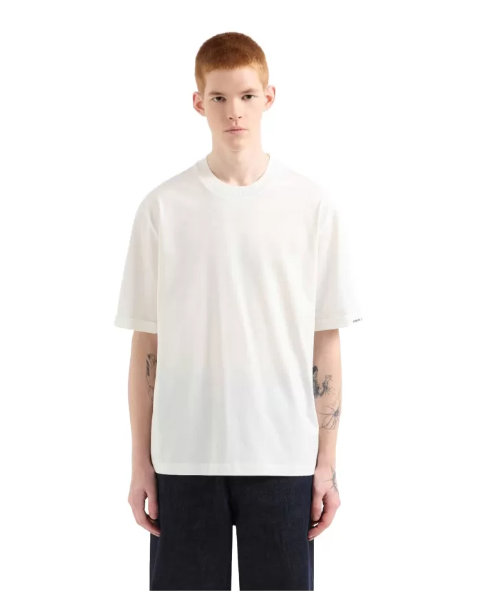 ARMANI EXCHANGE Felpa Uomo XM000519 AF10337 PE 2025 cotone oversize a maniche corte U0009 OFF WHITE ARMANI EXCHANGE Felpa Uomo XM000519 AF10337 PE 2025 cotone oversize a maniche corte U0009 OFF WHITE