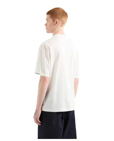 ARMANI EXCHANGE Felpa Uomo XM000519 AF10337 PE 2025 cotone oversize a maniche corte U0009 OFF WHITE