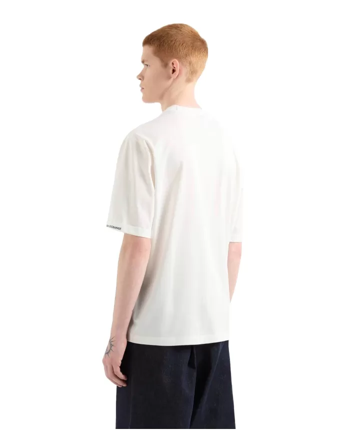 ARMANI EXCHANGE Felpa Uomo XM000519 AF10337 PE 2025 cotone oversize a maniche corte U0009 OFF WHITE