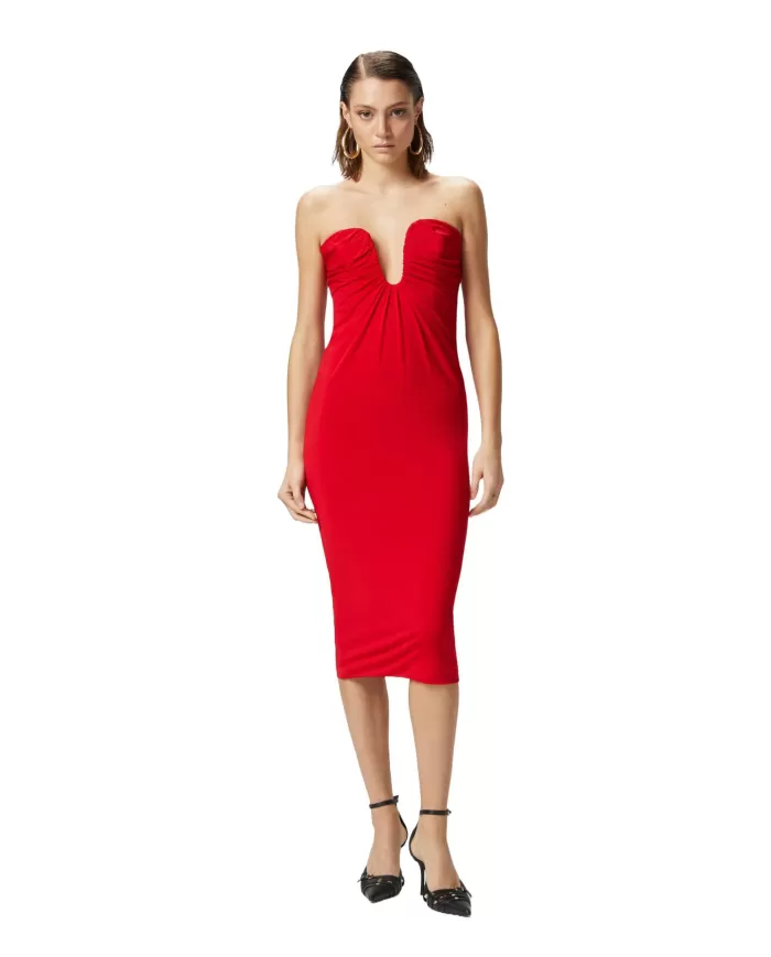 Abito Donna rosso con scollo sagomato 105021 A2GS CENERINO|PINKO Abito Donna rosso con scollo sagomato 105021 A2GS CENERINO|PINKO