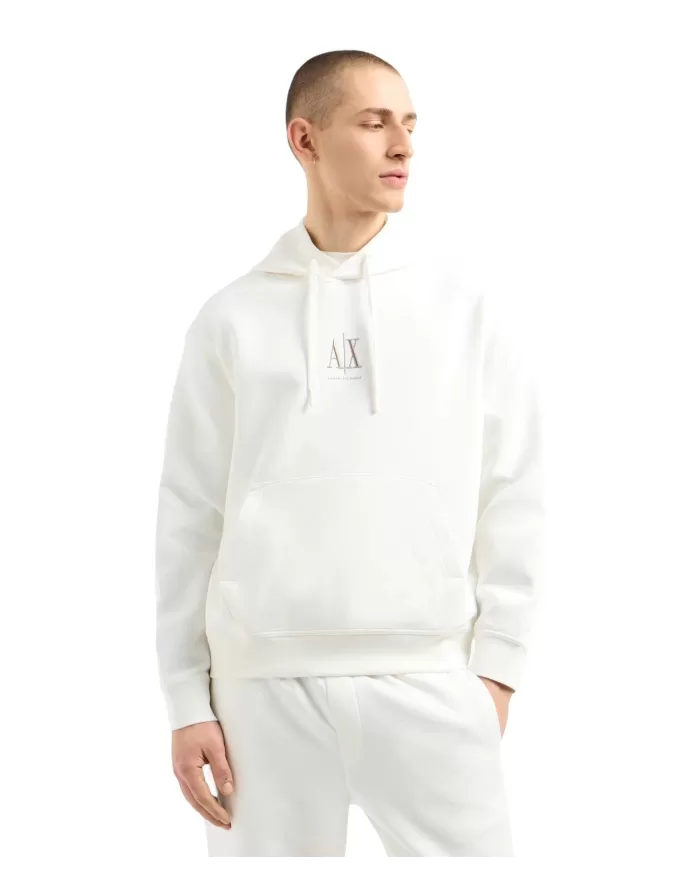 Felpa Uomo bianca con ricamo logo XM000369 AF10818|ARMANI EXCHANGE Felpa Uomo bianca con ricamo logo XM000369 AF10818|ARMANI EXCHANGE