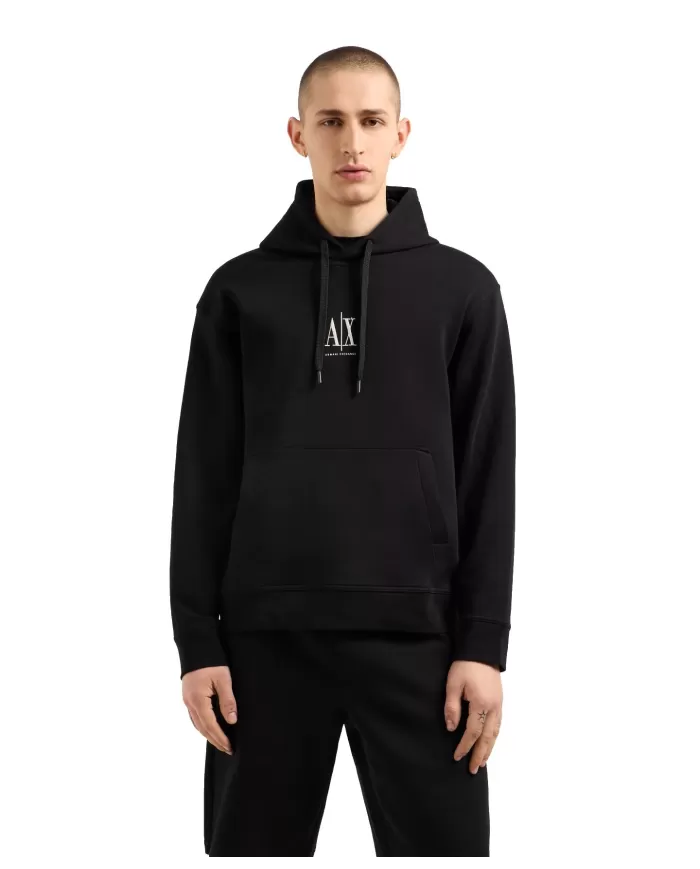 Felpa Uomo nera con ricamo logo XM000369 AF10818|ARMANI EXCHANGE