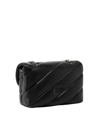 PINKO Borsa Donna 100039 A0F2 LOVE PUFF mini PE 2025 pelle con fibbia logata Love Birds Z99O black/antiq silver