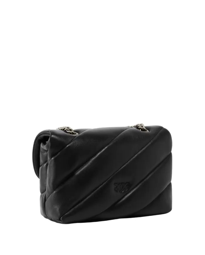 PINKO Borsa Donna 100039 A0F2 LOVE PUFF mini PE 2025 pelle con fibbia logata Love Birds Z99O black/antiq silver PINKO Borsa Donna 100039 A0F2 LOVE PUFF mini PE 2025 pelle con fibbia logata Love Birds Z99O black/antiq silver