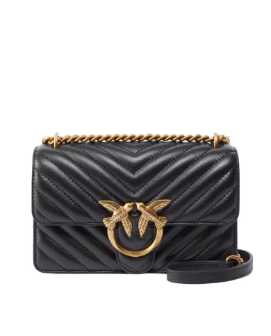 Borsa Donna nera/oro trapuntatura chevron 100074 A0GK LOVE ONE|PINKO