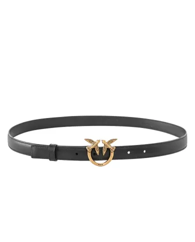 Cintura Donna in pelle nero/oro antico 100143 A0F1 LOVE h2|PINKO
