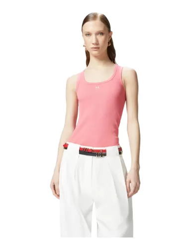 Canotta Donna corallo logo ricamato 100807 A2C1 CALCOLATORE|PINKO