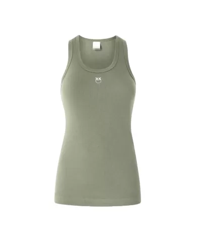 Canotta Donna verde con logo ricamato 100807 A2C1 CALCOLATORE|PINKO