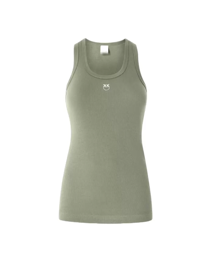 Canotta Donna verde con logo ricamato 100807 A2C1 CALCOLATORE|PINKO Canotta Donna verde con logo ricamato 100807 A2C1 CALCOLATORE|PINKO