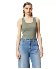 Canotta Donna verde con logo ricamato 100807 A2C1 CALCOLATORE|PINKO