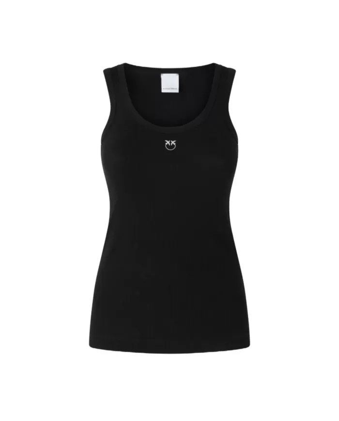 Canotta Donna nera con logo ricamato 100807 A2C1 CALCOLATORE|PINKO Canotta Donna nera con logo ricamato 100807 A2C1 CALCOLATORE|PINKO