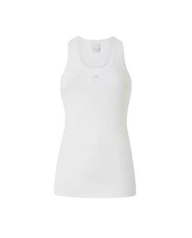 Canotta Donna bianca con logo ricamato 100807 A2C1 CALCOLATORE|PINKO