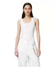 Canotta Donna bianca con logo ricamato 100807 A2C1 CALCOLATORE|PINKO