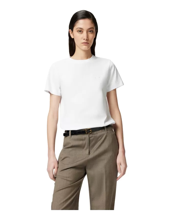 T-shirt Donna bianca con logo ricamato 101752 A2HN START|PINKO T-shirt Donna bianca con logo ricamato 101752 A2HN START|PINKO