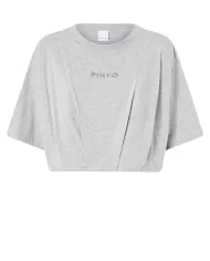 T-shirt Donna grigia con logo ricamato 104257 A2F8 TORRONE|PINKO T-shirt Donna grigia con logo ricamato 104257 A2F8 TORRONE|PINKO