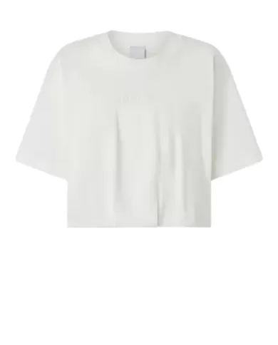 T-shirt Donna bianca con logo ricamato 104257 A2F8 TORRONE|PINKO T-shirt Donna bianca con logo ricamato 104257 A2F8 TORRONE|PINKO