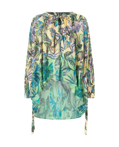 PINKO Blusa Donna 104718 A2EZ BOCCADIROSA PE 2024 cotone svasato con fantasia floreale HN8 mult.giallo/rosa