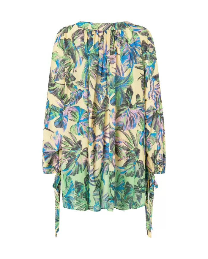 PINKO Blusa Donna 104718 A2EZ BOCCADIROSA PE 2024 cotone svasato con fantasia floreale HN8 mult.giallo/rosa PINKO Blusa Donna 104718 A2EZ BOCCADIROSA PE 2024 cotone svasato con fantasia floreale HN8 mult.giallo/rosa
