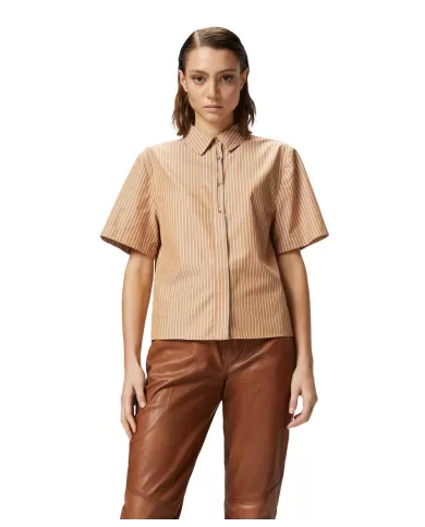 Camicia Donna a maniche corta rigate 104779 A2FH INNUENDO|PINKO