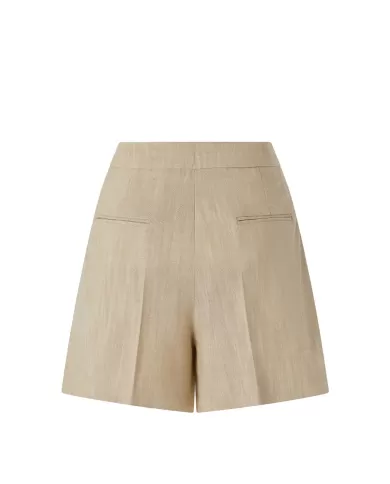 Shorts Donna beige a vita alta con piega 104702 A2EJ PENNY | PINKO