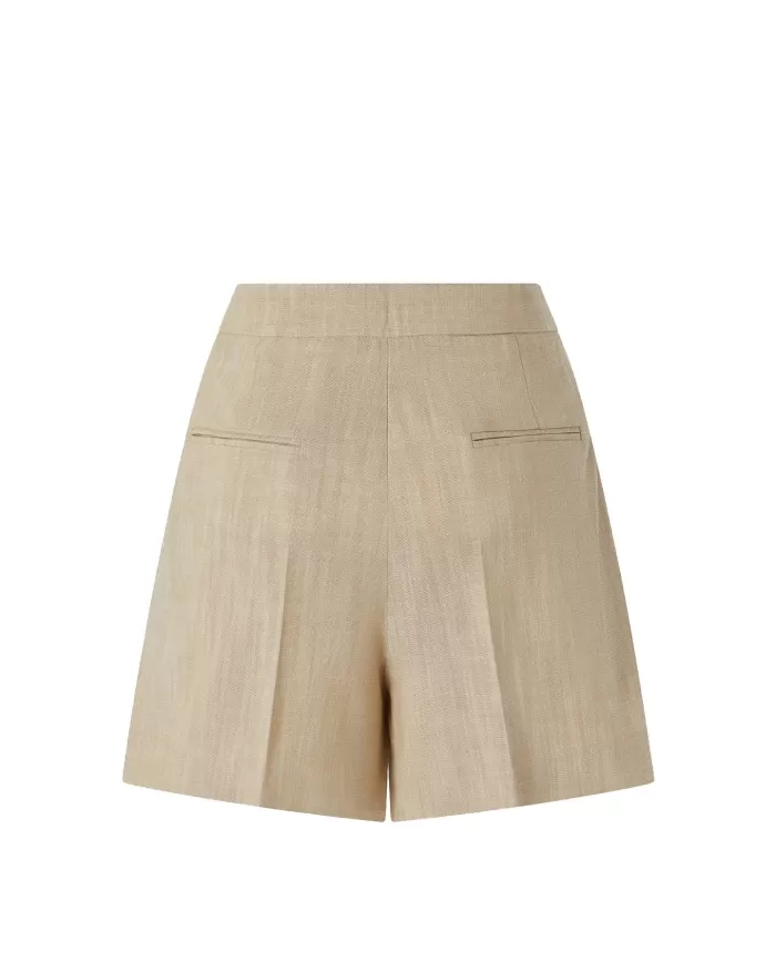 Shorts Donna beige a vita alta con piega 104702 A2EJ PENNY | PINKO Shorts Donna beige a vita alta con piega 104702 A2EJ PENNY | PINKO