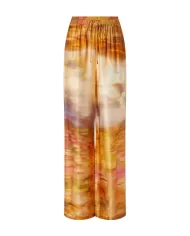 Pantalone Donna fantasia paesaggio beige 104830 A2G0 PURPLE RAIN|PINKO