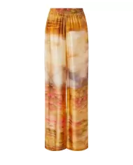 Pantalone Donna fantasia paesaggio beige 104830 A2G0 PURPLE RAIN|PINKO